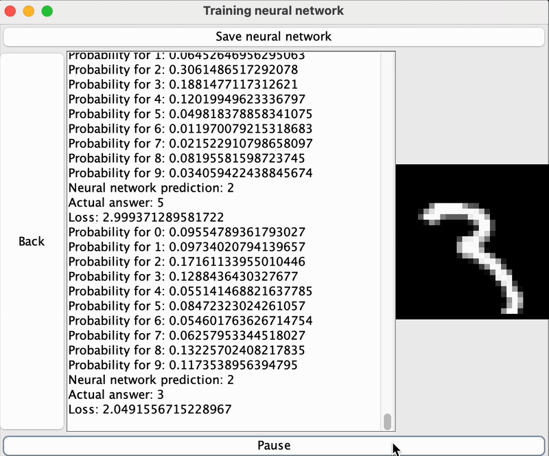 Preview of neural net trainer